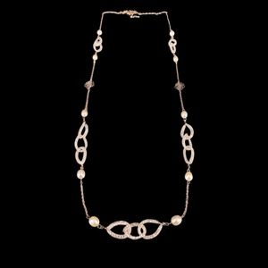 *New 18K Rose Gold Necklace w/ Pearls & Swarovski*